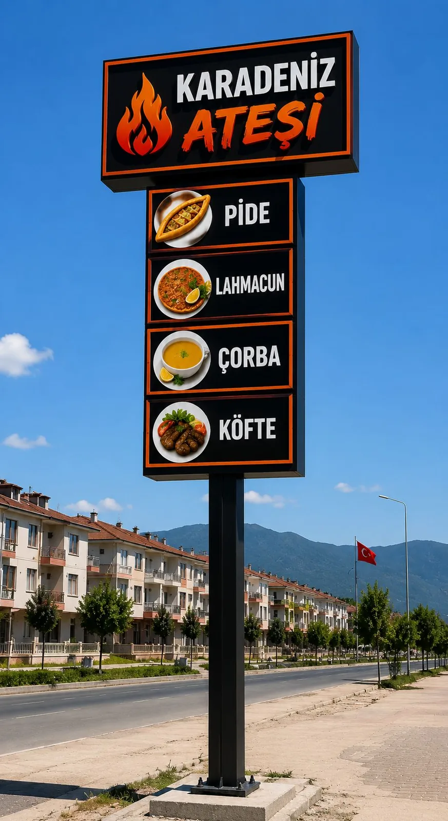 Restoran için yüksek görünürlüklü yol ve menü tabelası
